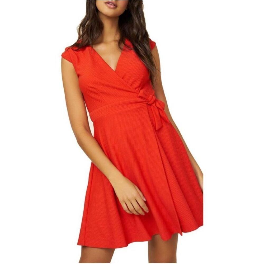 ANTHRO HUTCH Textured Wrap Dress Red Size XS EUC P502